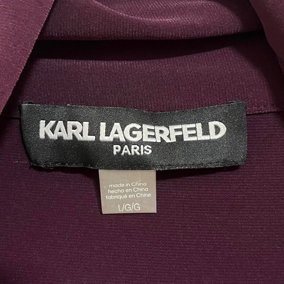 Karl Lagerfeld Elegant Purple Sleeveless Tie-neck Blouse - Picture 3 of 3